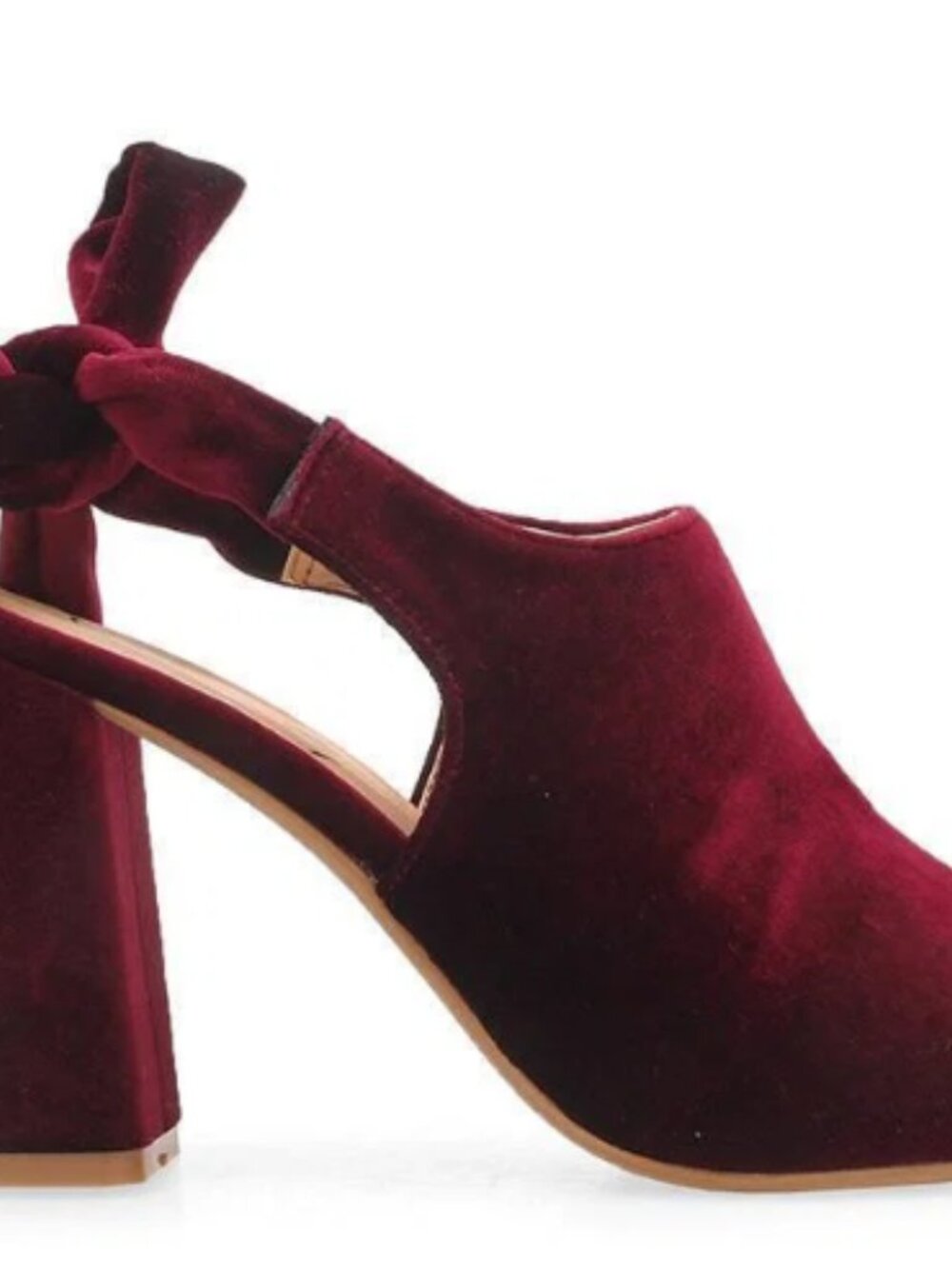 Zenon Sandal Burgundy Velvet Heel - Size 10